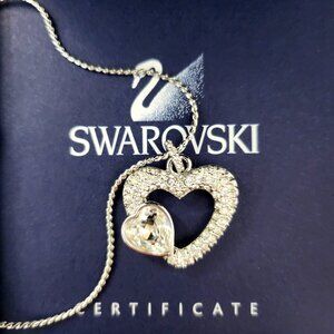 NIB SWAROVSKI Clear Crystal Rhodium-Plated Silver EMOTION Heart Pendant Necklace